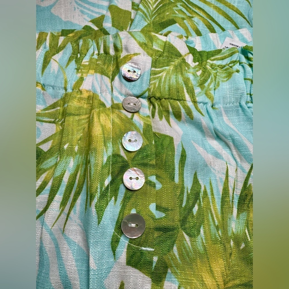 Paradise Palms Casual Printed Linen Blend Beachwear Capri Pants - Picture 9 of 13